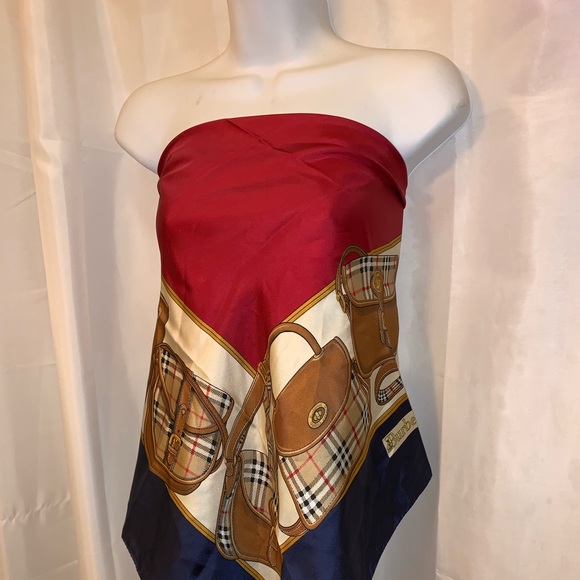 auth BURBERRY re-issue HANDBAGS silk SCARF 34" - Picture 7 of 7